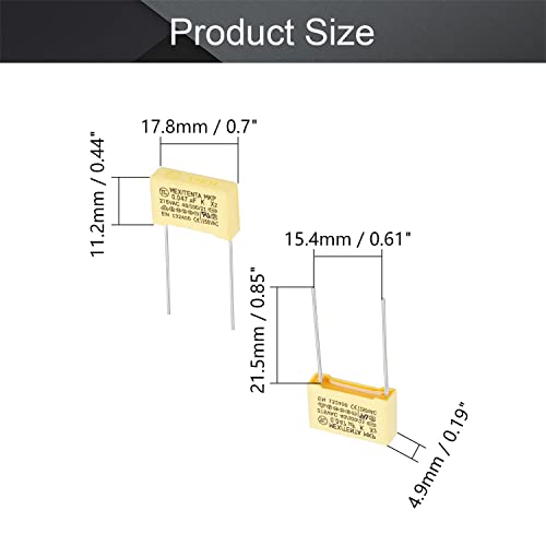 Capacitores de segurança dos fietas Filme de polipropileno 0,047UF 275V 22mm Pin Pitch Yellow 10 PCs para equipamentos de segurança