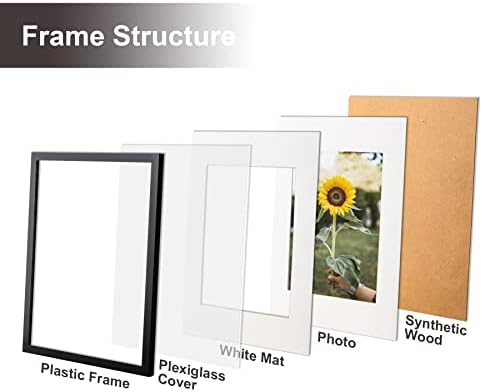 8x10 quadro de imagem preto, 5 pacote, exibir fotos 5x7 com tapete ou 8x10 sem tape