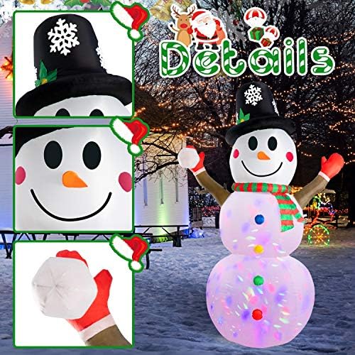 Rocinha 8 pés de natal boneco de neve inflável, boneco de neve inflável com luzes LEDs rotativas, decorações perfeitas para o quintal