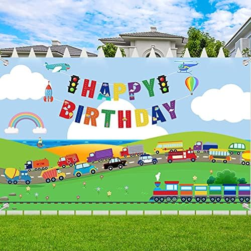Transporte decorações de aniversário suprimentos de festa tema de trânsito fotografia de pano de fundo para crianças festa de