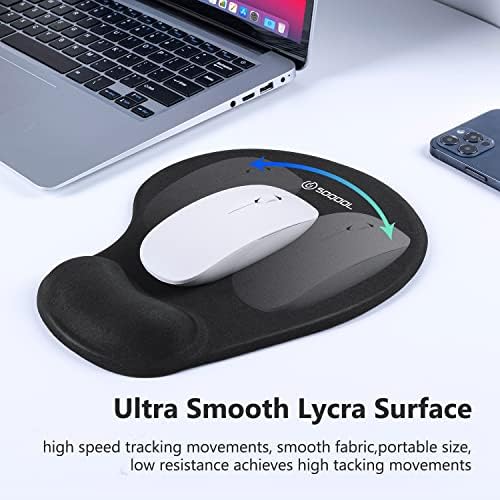 Soqool Mouse Pad, almofada de mouse ergonômica com suporte confortável de descanso de pulso em gel e pano de lycra, base não deslizante