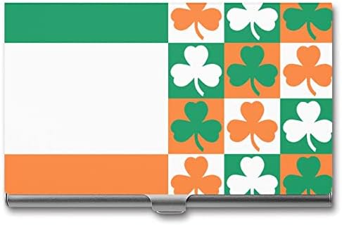 Irlanda Flag Shamrock Clover ID Business Card Titulares Organizador de caixa de proteção Clamshell para homens Mulheres