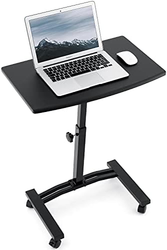 Carrinho de mesa de laptop portátil de Tatkraft Dream com tampa plana ajustável em altura, rodas e rolhas, preto