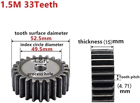 ZhengGuifang ZGF-BR 1PC 1,5m 33TEATH SPUR ENGINE PINION AÇO 33T MOD 1.5 Transmissão de rack de engrenagem de endurecimento CNC