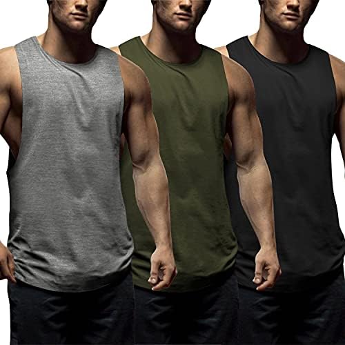 Coofandy Men's 3 pacote tanque de treping tampas sem mangas Camisas de ginástica camisetas de fitness