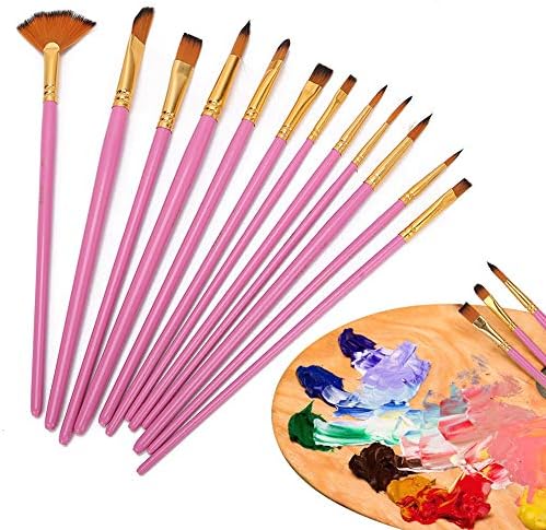 Conjunto de pincel de nylon Typ306 para ferramentas de pintura a óleo forte adesão, 12 pcs pintando kits de pincel