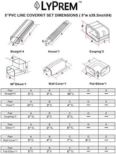 Lyprem Air Conditioner decorativo PVC Line Set Cober Kit para mini -divisão e ar condicionado central e kit de cobertura