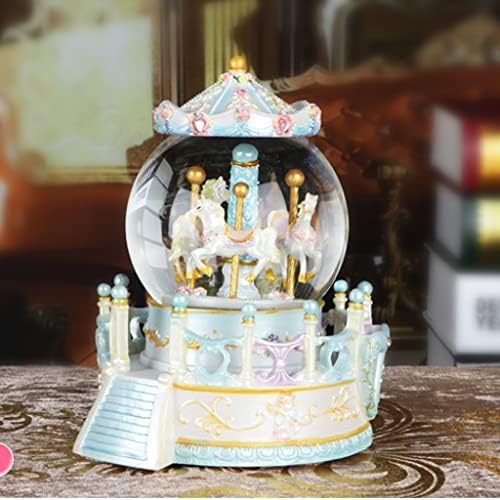 Zhyh Carousel Crystal Ball Box Box Decorações Fantasia Flutuante Snow Octave Box Girl Birthday Gift Christmas