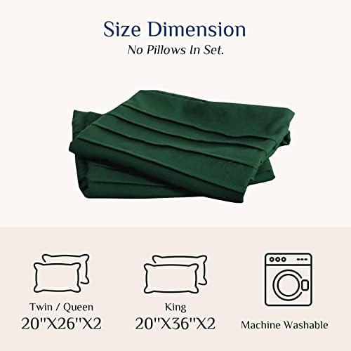 Argstar 2 peças Pleated Brophases, Pillowshams listradas verdes escuras, capas de travesseiro texturizado de Boho 20 '' x 26 '' '