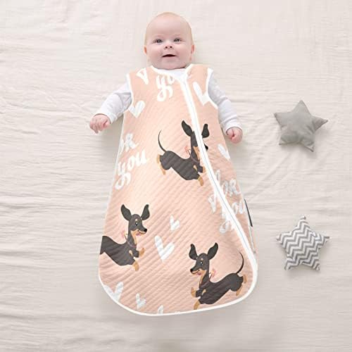 Vvfelixl Dachshund Dog Running Baby vestível cobertor, saco de dormir de transição para bebês, saco de sono para bebês recém-nascidos, traje de sono para criança de 6 a 12 meses