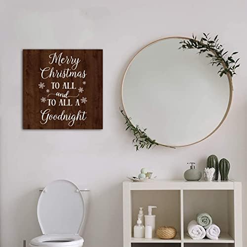 Hahciioo Christmas Sign Feliz Natal para todos e a todos uma boa noite Sinais de madeira decoração de casa Fazenda Signo Rústico para o quarto Vitura de parede decoração de arte 16x16