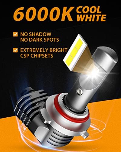 AuxBeam 9005/HB3 9006/HB4 Bulbos LED de LED, Kits de conversão de alto brilho da série P10 Substituição de halogênio de led