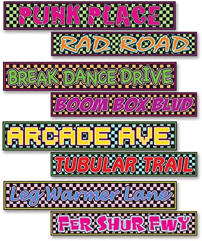 Beistle multicolor 80's Street Sign Cutouts-4 pcs