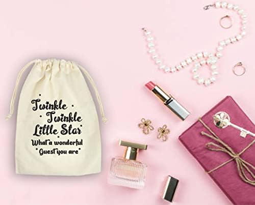 Weefair Twinkle Twinkle Little Star Favor Sacos | Kit de ressaca | Kit de recuperação | Bolsas de algodão, sacos de kit de ressaca de despedida de solteira, festas de casamento de festas de casamento | Conjunto de 10 sacos