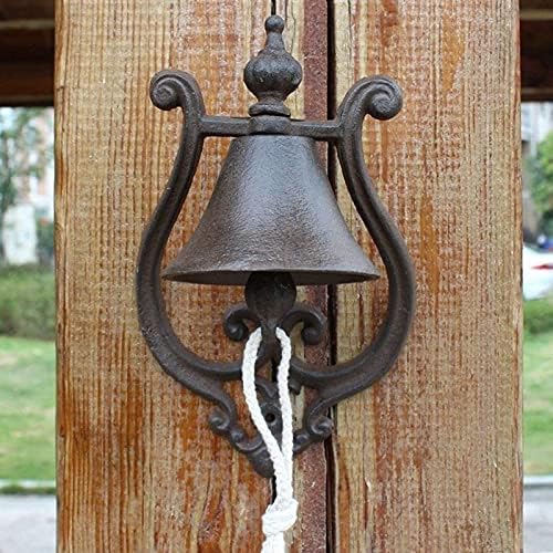 Jtyx jantar sino rústico campainha de porta de ferro fundido - decoração decorativa de estilo de fazenda antiga de fazenda para