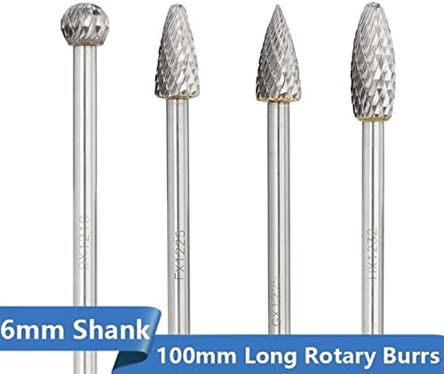 NESHO 6mm Shank Tungstênio Carboneto Rotas rotativas Bit Corte duplo arquivo rotativo para ferramentas de mão de metal d/f/g/h