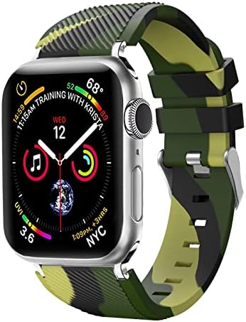 Sport Strap Compatível para bandas de relógio de camuflagem de maçã 45mm 41mm 44mm 42mm 40mm 38mm, bandas de silicone de camuflagem