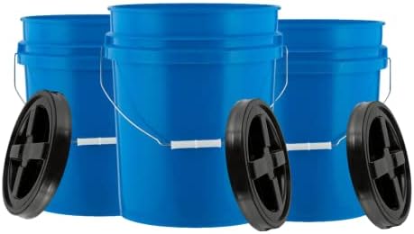 House Naturals, 5 galões de grau de alimento BPA Free Fable in USA Blue Bucket Bail com Air Black Tight Double Juket parafuso na