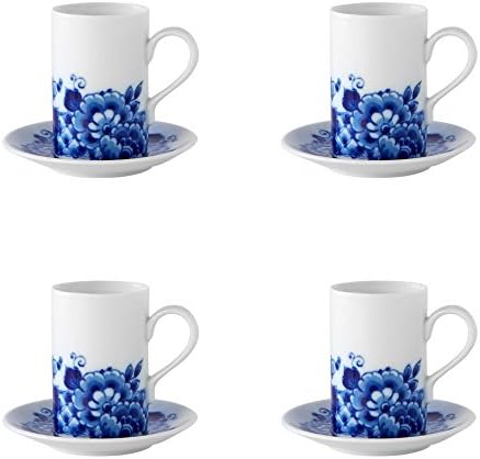 Vista Alegre Porcelain Blue Ming Conjunto de 4 xícaras de café e pires