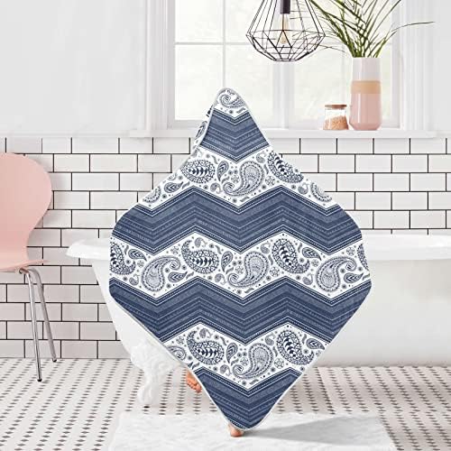 Toalha de banho para bebês, Bohemian Boho Paisley Padrão Motivos Tribais Étnicos Towels Bebéis de Capuz Brancos com