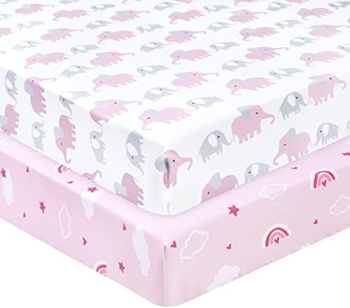 Conjunto de lençóis de mini -berço Phf Soft, 2 pacote de pacote sedoso e confortável lençóis para meninos meninas,