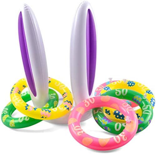 Joyin Inflable Bunny Rabbit Ears Ring Toss Game, jogo inflável de jogo, jogo interno e externo para suprimentos de festa de Páscoa