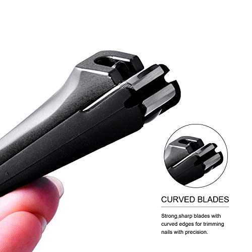 Clippers de unhas com apanhador, sem tone splash upnail Clippers Clippers Cutter unha Set com estojo de metal, aço inoxidável preto,