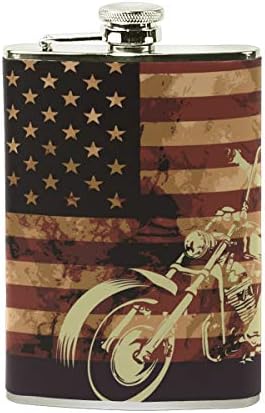 Bandeira Americana Antiga Giovanior com Motocicleta Fantas de aço inoxidável Hip, Flagon Pocket, Poting de Wine Pot, Presente para Homens