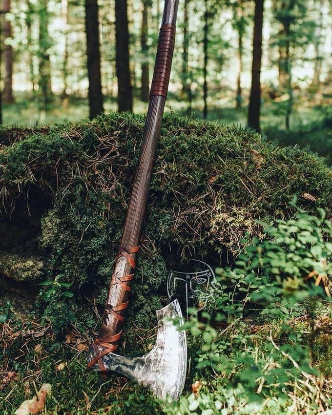 Viking House I Duas mãos Berserker Axe, machado de aço forjado à mão, machado de batalha nórdica, machado de estilo