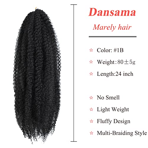 Dansama Marley Hair 24 polegadas Marley Twist Braiding Hair 6 Packs Braiding Hair Marley Crochet Hair Extensions, 1b)