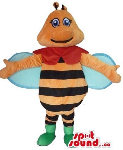 SpotSound Blue Wing Honey Bee Caracteto de Cartoon Mascote Us Dresses Fantasia de fantasia