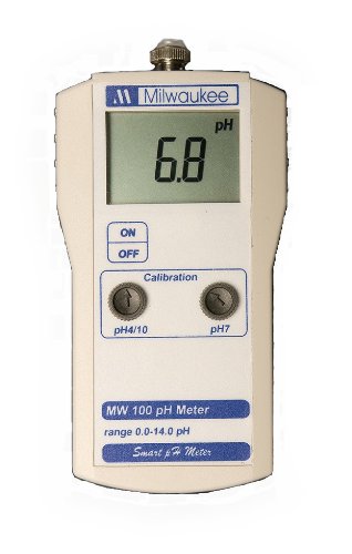 Milwaukee MW100 LED Economia portátil Medidor de pH com calibração manual, 0,0 a 14,0 pH, +/- 0,2 precisão de pH, resolução de