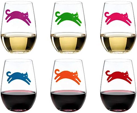 Alyc Wine Glass Charms de 10 marcadores de vidro de silicone e etiquetas de charme de vinho com copo de sucção