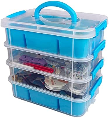 Caixa de organizador de armazenamento artesanal de vários compartimentos com divisores - perfeita para artes, miçangas,