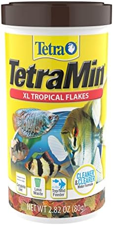 Tetra tetramina XL flocos tropicais de 2,82 onças, flocos grandes, alimentos de peixe nutricionalmente equilibrados, tetramina tetramina grande alimentos para flocos de peixe tropical, 2,82 oz