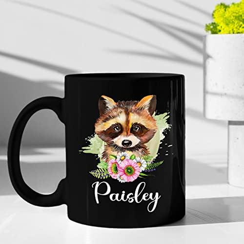 Nome personalizado Raccoon Coffee Canecas Presentes para amantes de raccoon de animais, guaxinins pretos caneca de cerâmica