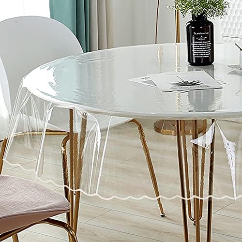 Proteção clara Tola de mesa-52 × 70 polegadas, vinil oval à prova d'água, óleo e riscos, capa protetora para mesa de jantar em família