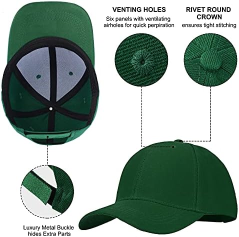 GEEYOGA 8 peças Tampa de beisebol Tamanho ajustável Esportes simples Capéu de chapéu de pai ajustável para homens