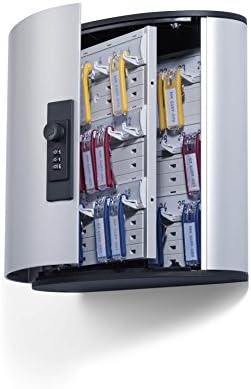 Gabinete de chave seguro de parede durável com trava de combinação, segura 36 etiquetas-chave, 11 x 11-3/4 x 4-5/8 polegadas, alumínio