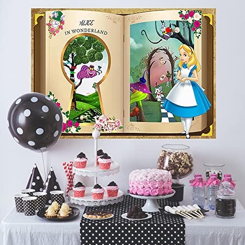 Alice in Wonderland Beddrop para festas de aniversário de festas de aniversário 5x3ft book story photos Antecedentes Alice Tema Banner de chá de bebê para decoração de mesa de bolo de aniversário decoração