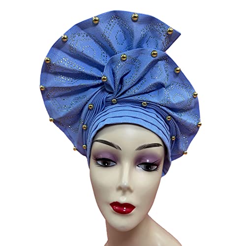 Qlihut luxo nigeriano aso oke headtie já fez as bandeiras da cabeça africana que enrolar