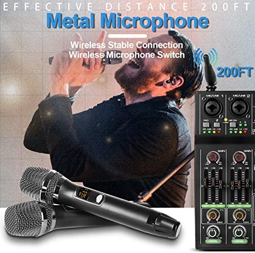 Placa de misturador de som de áudio de áudio de depusheng uf4 -m - 4 canais Bluetooth Compatível Profissional portátil Dig Dig Digital Console com microfone sem fio - placas de mistura para gravação de estúdio