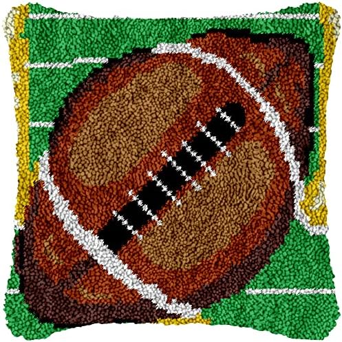 Kits de gancho de travesseiro Rugby Esporte American Football Crochet Yarn Fio pré-impresso Cushion Diy Bordado Bordado de bordado