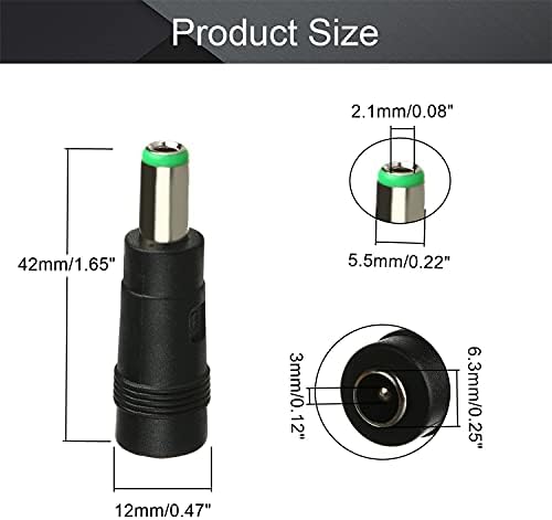 FELECT DC Power 5.5x2.1mm fêmea a 5.5x1,7mm conector de adaptador masculino Metal Plástico 5pcs