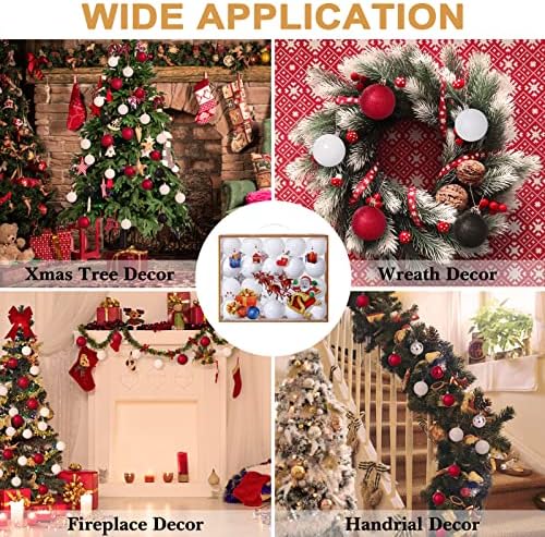 Ornamentos de bola de Natal, ornamentos brancos de 20 ct para decorações de árvores de Natal, bolas de Natal brancas de 2,36