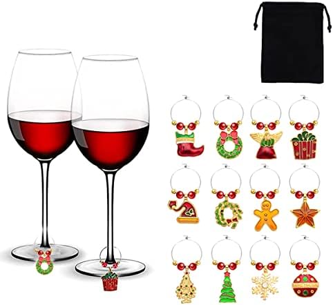 Funções engraçadas de vinho de férias de Natal para copos de caule de vidro Marcadores de vidros para festas de festas de festas