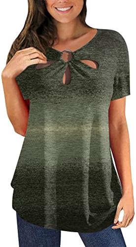 Tops de verão para mulheres Blusa impressa Hollow Out pescoço solto camiseta de camiseta