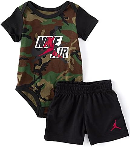 Jordan Baby Garotos Jumpman Camo Camo Casumuit e Shorts Sólidos 2 Peça Conjunto