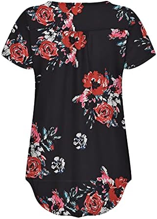 Túdos de túnica de verão de tamanho grande para mulheres moda de moda roque camiseta floral vesas de pescoço de pescoço de mangas