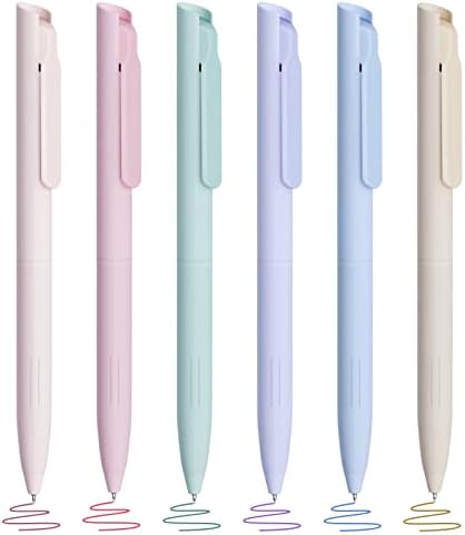 Canetas de gel colorido de hulipark para anotações, canetas de gel pastel de 6pcs, tinta colorida de tinta rápida